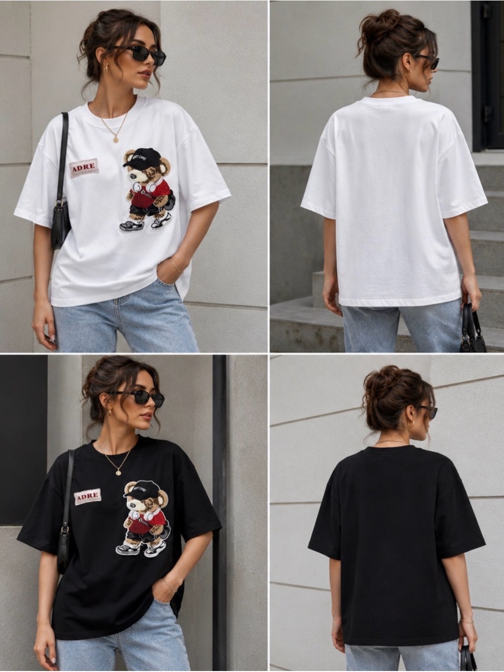 Kids Bear Graphic Tee - White or Black.From Italy